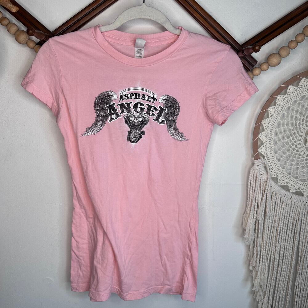 Hot Leathers Asphalt Angel Pink Graphic T
